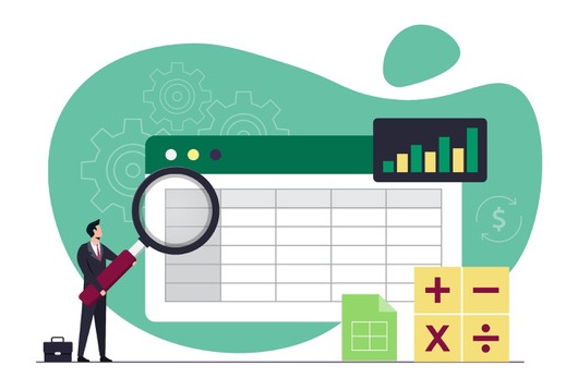 Preparing business for sale by organizing finances, represented by graphic image of a spreadsheet and calculator 