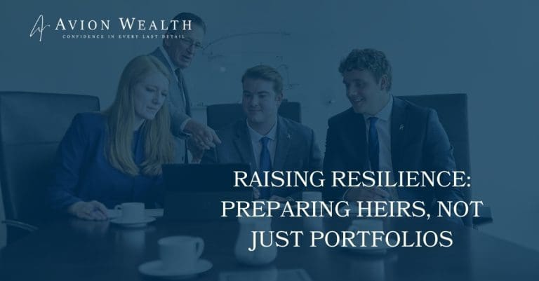 Avion Wealth advisors meeting with young professionals, discussing raising resilience and preparing heirs for wealth management.