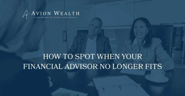 Couple meets with financial advisor to discuss signs it's time to switch advisors, Avion Wealth office