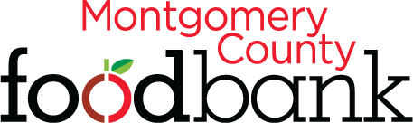 Montgomery County Food Bank logo with apple icon representing o in food